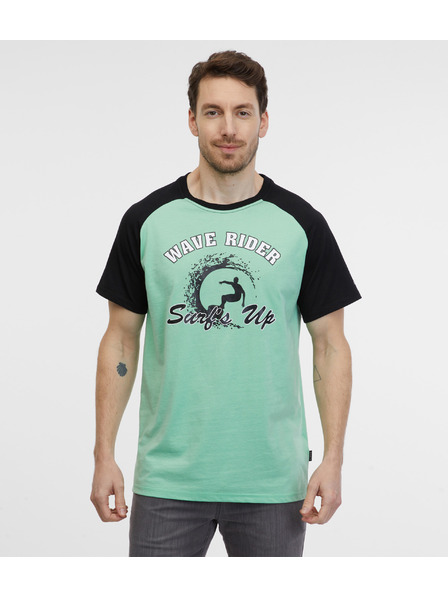 Sam 73 Черно-зелена мъжка тениска SAM 73 Esteban