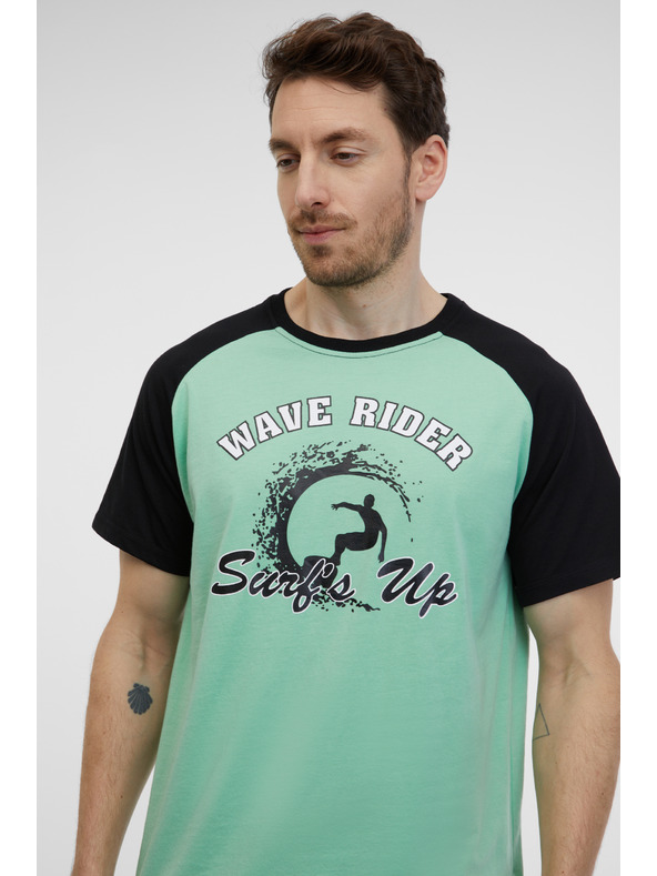 Sam 73 Черно-зелена мъжка тениска SAM 73 Esteban