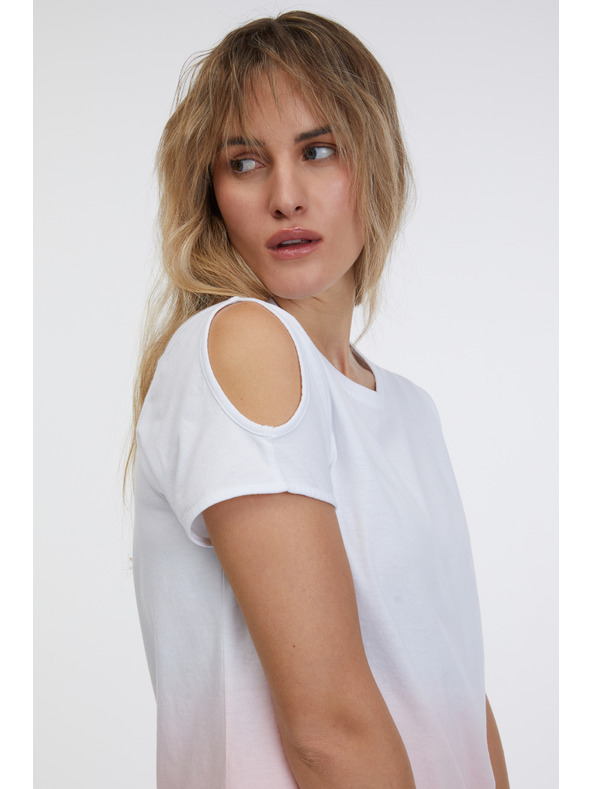 Sam 73 Розово-бяла дамска тениска SAM 73 Dolores