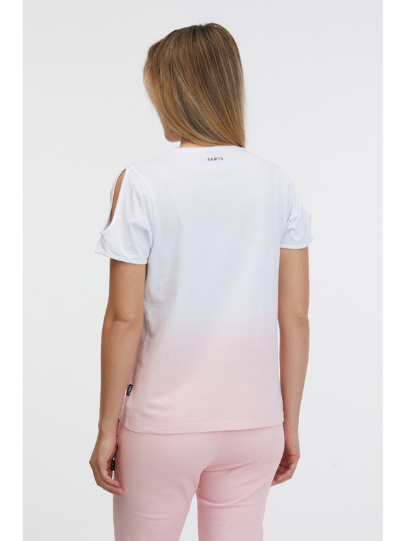 Sam 73 Розово-бяла дамска тениска SAM 73 Dolores