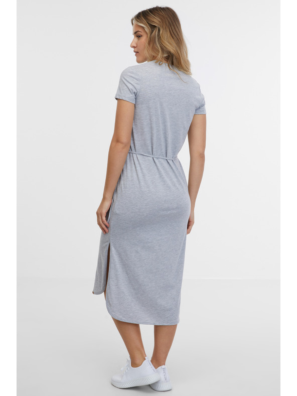 Sam 73 Светлосива дамска миди рокля на райета SAM 73 Estela