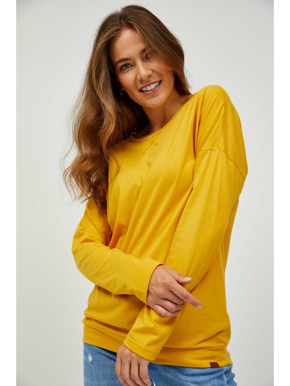 Sam 73 Жълта дамска основна тениска с дълъг ръкав SAM 73 Azuka