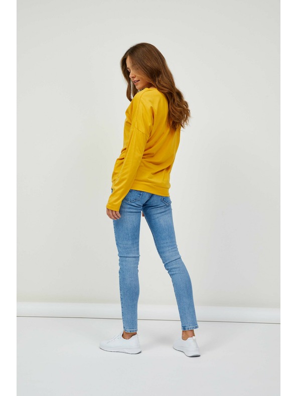 Sam 73 Жълта дамска основна тениска с дълъг ръкав SAM 73 Azuka