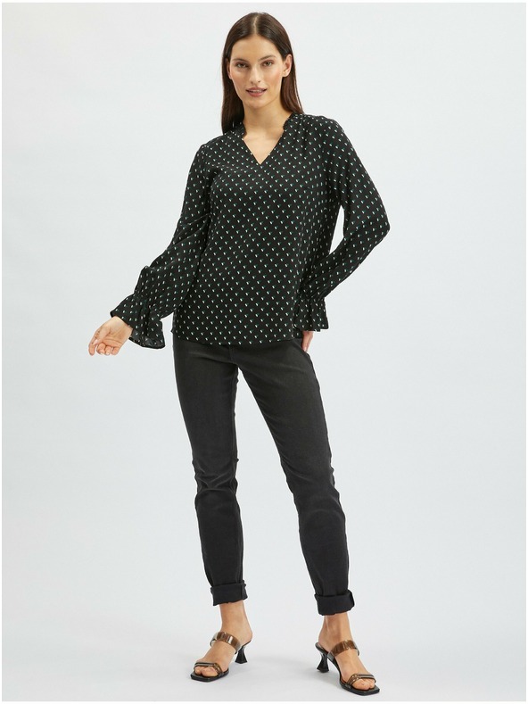 Orsay Черна дамска блуза с десен ORSAY