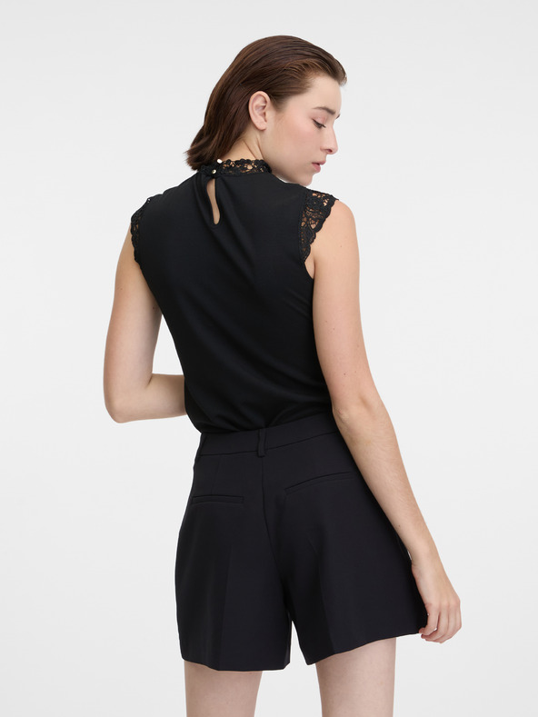 Orsay Черна дамска тениска с детайл от дантела ORSAY