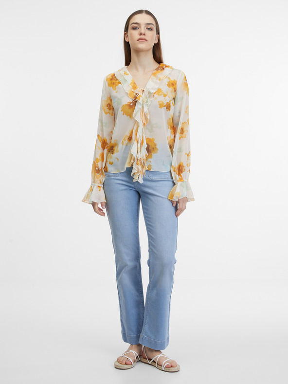 Orsay Бяла дамска блуза на цветя ORSAY