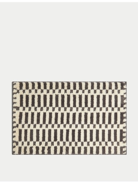 Marks & Spencer Бързосъхнеща постелка за баня от памучна смес с геометричен мотив Marks & Spencer сива