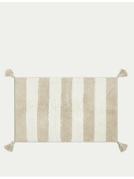 Marks & Spencer Изтривалка за баня от чист памук на райета Marks & Spencer бежова