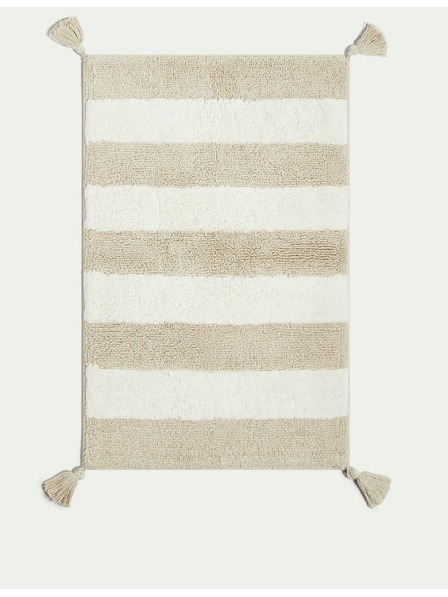 Marks & Spencer Изтривалка за баня от чист памук на райета Marks & Spencer бежова