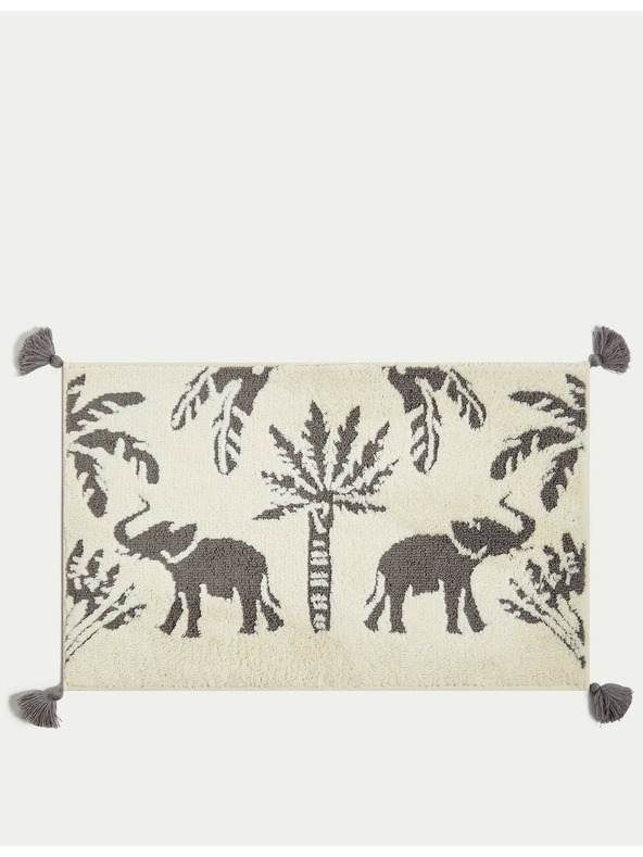 Marks & Spencer Изтривалка за баня от памучна смес с мотив на слон Marks & Spencer сива