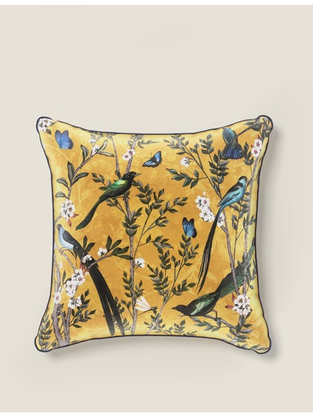 Marks & Spencer Кадифена възглавница с птички Marks & Spencer жълта