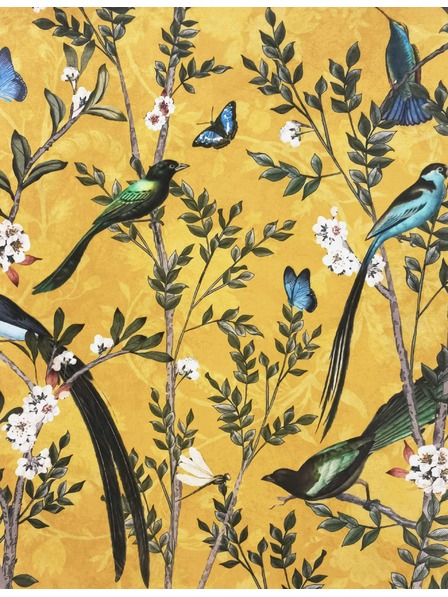 Marks & Spencer Кадифена възглавница с птички Marks & Spencer жълта