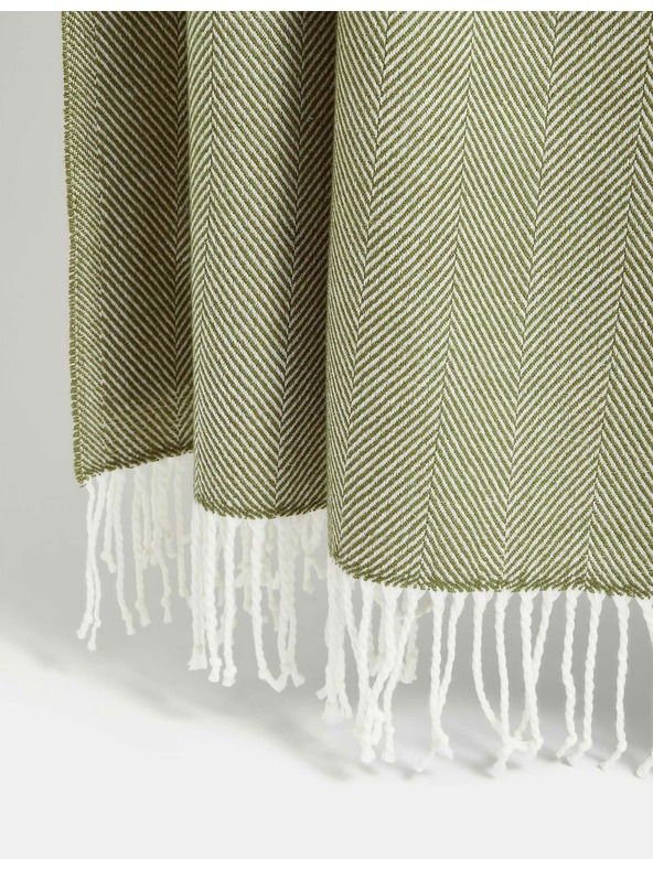 Marks & Spencer Покривка за легло с десен на рибена кост Marks & Spencer зелена