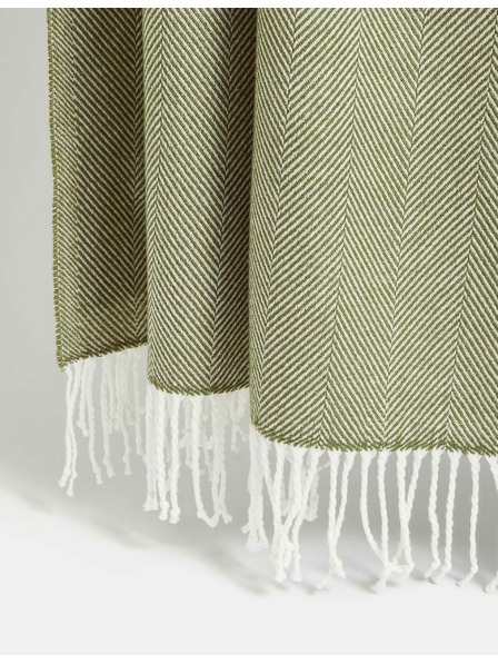 Marks & Spencer Покривка за легло с десен на рибена кост Marks & Spencer зелена