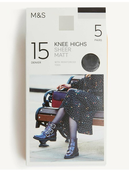 Marks & Spencer Опаковка 5 чифта матови чорапогащи, 15 DEN Marks & Spencer черна