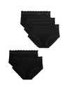 Marks & Spencer Високо изрязани бикини от памук и ликра, 5 опаковки Marks & Spencer черни