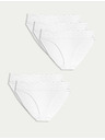 Marks & Spencer Памучни дантелени бикини с ликра, 5 пакета Marks & Spencer бяло