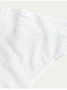 Marks & Spencer Памучни дантелени бикини с ликра, 5 пакета Marks & Spencer бяло