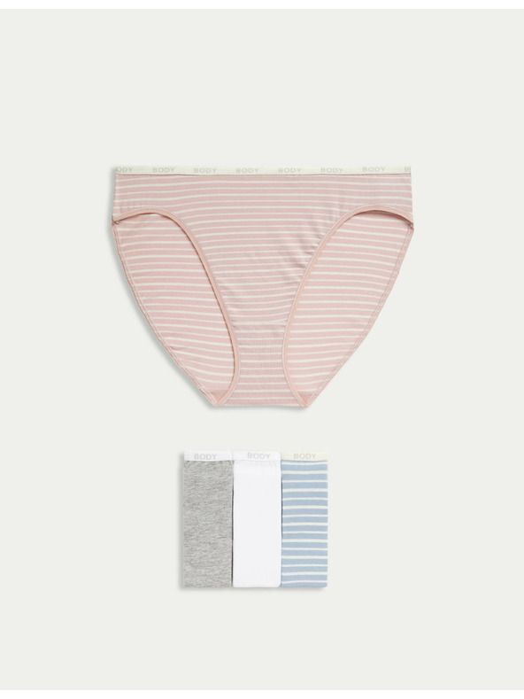 Marks & Spencer Високо изрязани бикини с висок дял памук Supima, 4 бр. Marks & Spencer синя