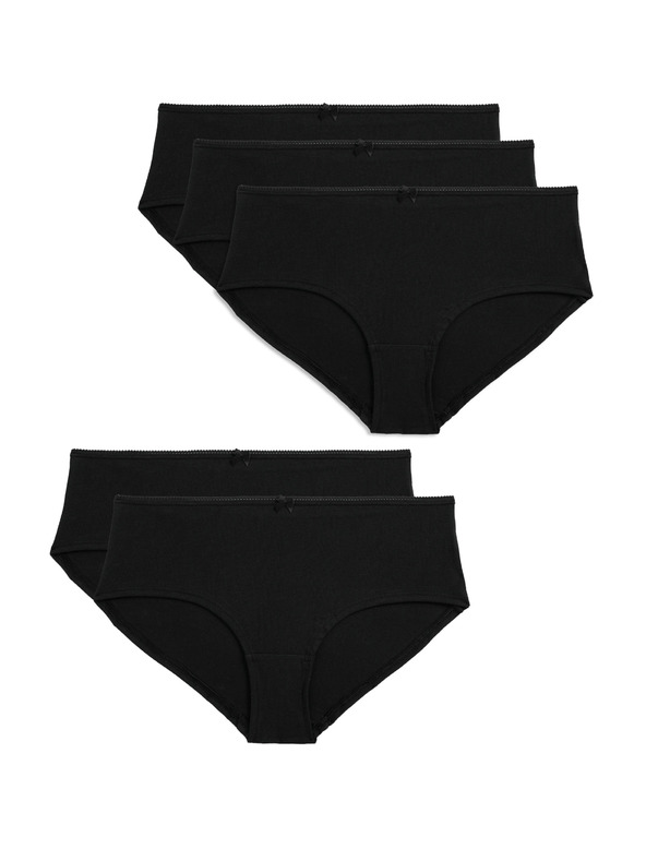 Marks & Spencer Къси панталони с ниска кройка от памук и ликра®, 5 бр. опаковка Marks & Spencer черни