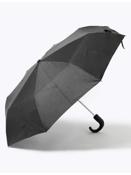 Marks & Spencer Чадър от рециклиран полиестер с извита дръжка и Windtech™ Marks & Spencer черен
