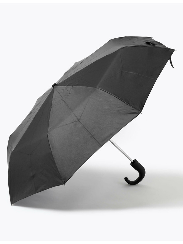 Marks & Spencer Чадър от рециклиран полиестер с извита дръжка и Windtech™ Marks & Spencer черен