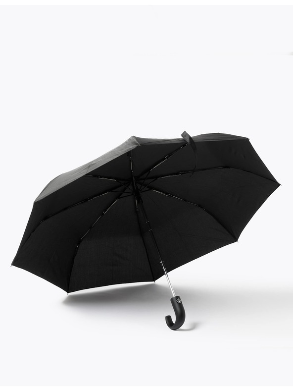 Marks & Spencer Чадър от рециклиран полиестер с извита дръжка и Windtech™ Marks & Spencer черен