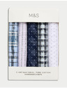 Marks & Spencer Щампосани кърпи от чист памук, 5 бр. в опаковка Marks & Spencer синьо