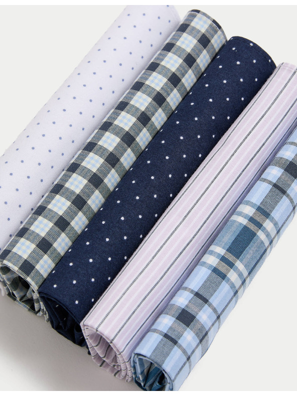 Marks & Spencer Щампосани кърпи от чист памук, 5 бр. в опаковка Marks & Spencer синьо