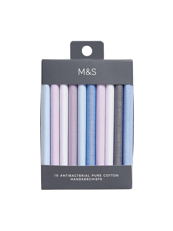 Marks & Spencer Антибактериални кърпи от чист памук, 10 бр. в опаковка Marks & Spencer синьо