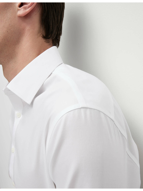 Marks & Spencer Памучна риза с тесен силует с незабавна грижа Marks & Spencer бяла