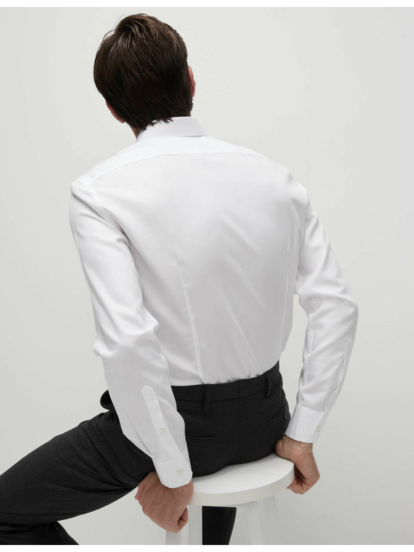 Marks & Spencer Памучна риза с тесен силует с незабавна грижа Marks & Spencer бяла