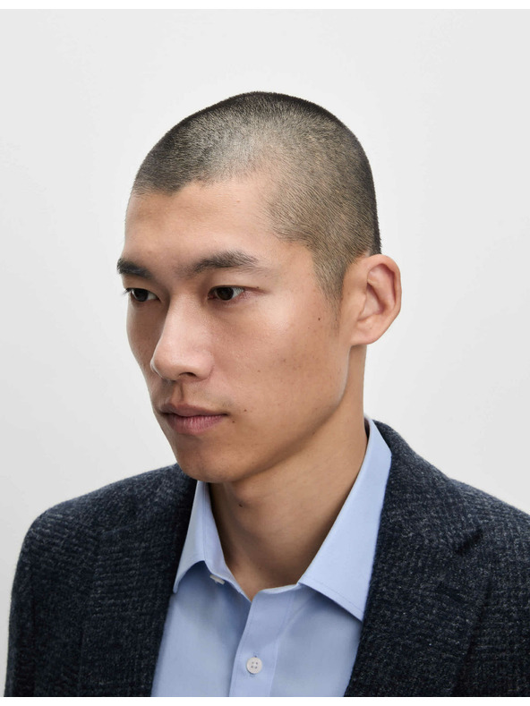 Marks & Spencer Риза от памук с класически силует с незабавна грижа Marks & Spencer синя