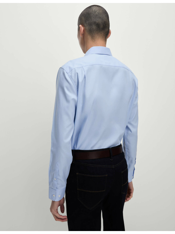 Marks & Spencer Риза от памук с класически силует с незабавна грижа Marks & Spencer синя