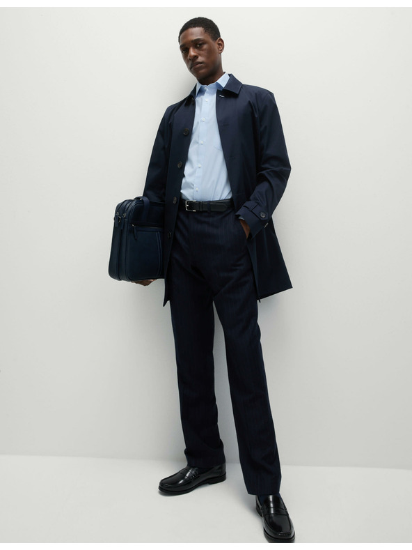 Marks & Spencer Риза с тесен силует от памучна смес, 3 бр. Marks & Spencer синя