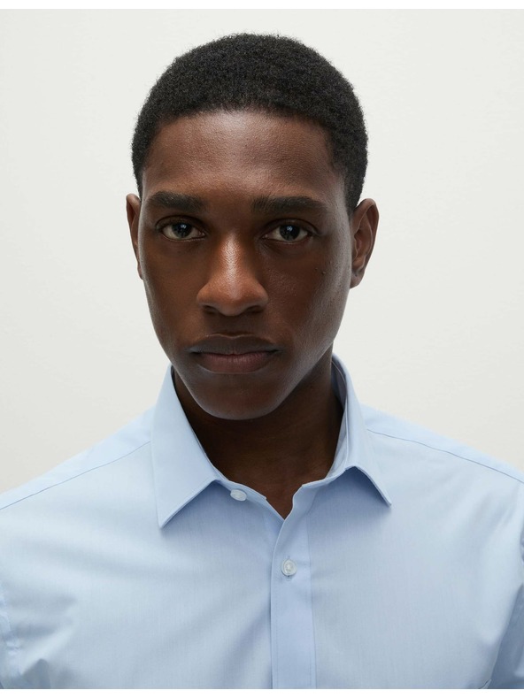 Marks & Spencer Риза с тесен силует от памучна смес, 3 бр. Marks & Spencer синя