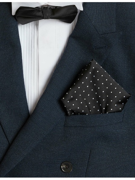 Marks & Spencer Комплект точкована вратовръзка и кърпичка Marks & Spencer черна