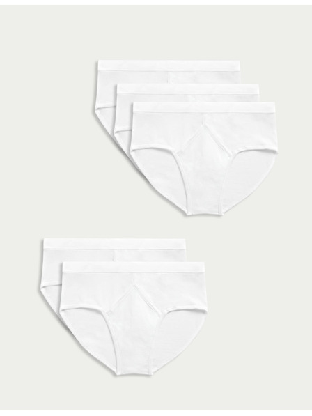 Marks & Spencer Памучни слипове, 5 бр. Marks & Spencer бял