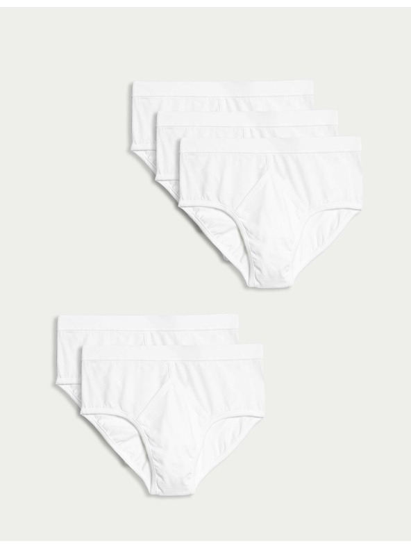 Marks & Spencer Памучни слипове, 5 бр. Marks & Spencer бял