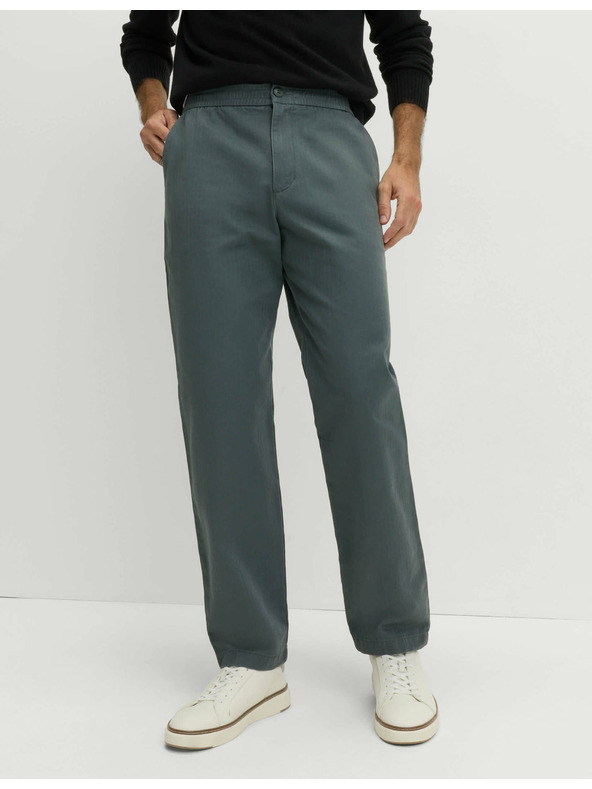 Marks & Spencer Панталони с рибена кост, от чист памук Marks & Spencer зелен