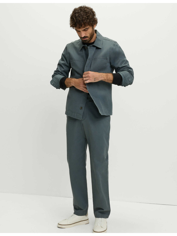 Marks & Spencer Панталони с рибена кост, от чист памук Marks & Spencer зелен