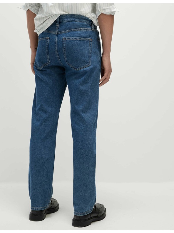 Marks & Spencer Гладки дънки със стандартен силует от чист памук Marks & Spencer синьо