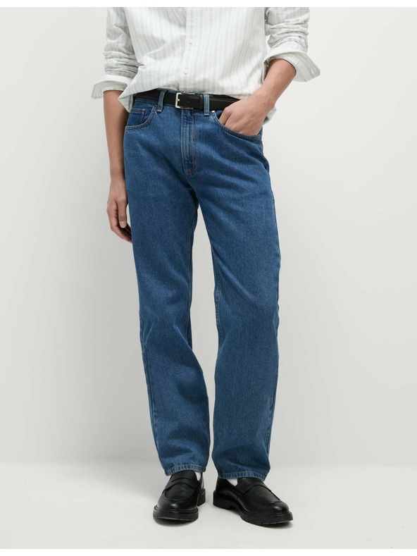 Marks & Spencer Гладки дънки със стандартен силует от чист памук Marks & Spencer синьо