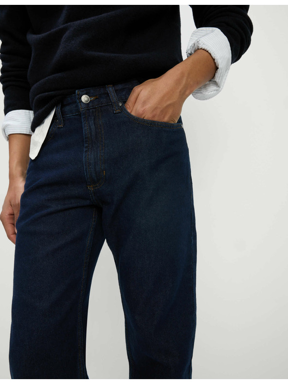 Marks & Spencer Гладки дънки с права кройка от чист памук Marks & Spencer тъмносини