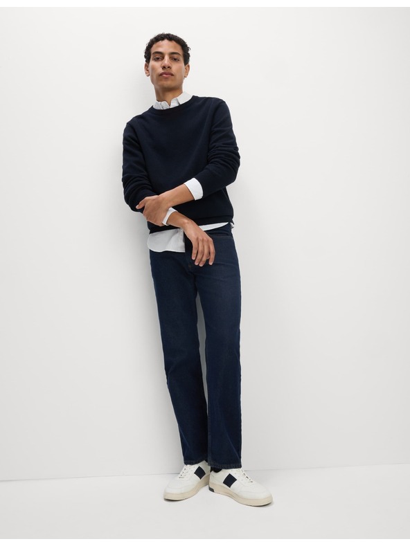 Marks & Spencer Гладки дънки с права кройка от чист памук Marks & Spencer тъмносини