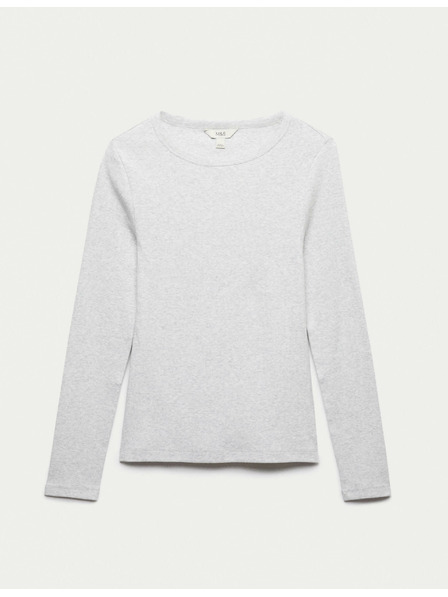 Marks & Spencer Ребрест топ с висок дял памук Marks & Spencer сив