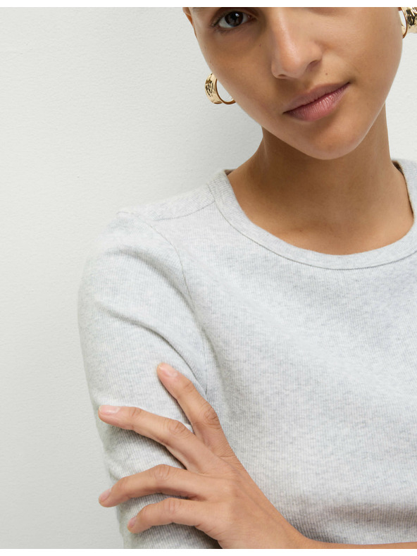 Marks & Spencer Ребрест топ с висок дял памук Marks & Spencer сив