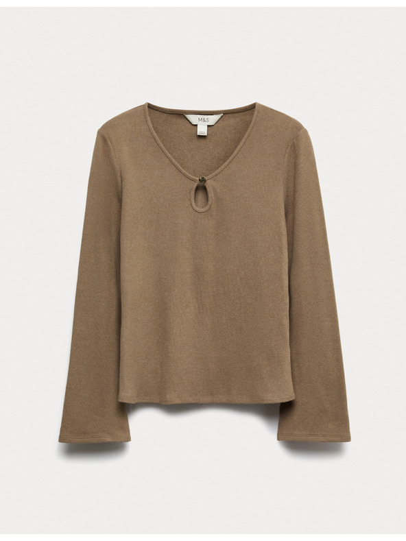 Marks & Spencer Удобен топ с разрязано деколте и разширени ръкави Marks & Spencer екрю
