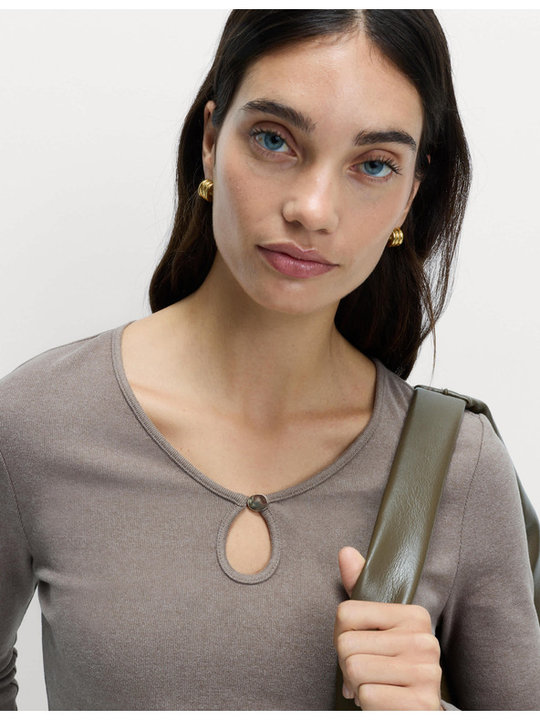 Marks & Spencer Удобен топ с разрязано деколте и разширени ръкави Marks & Spencer екрю