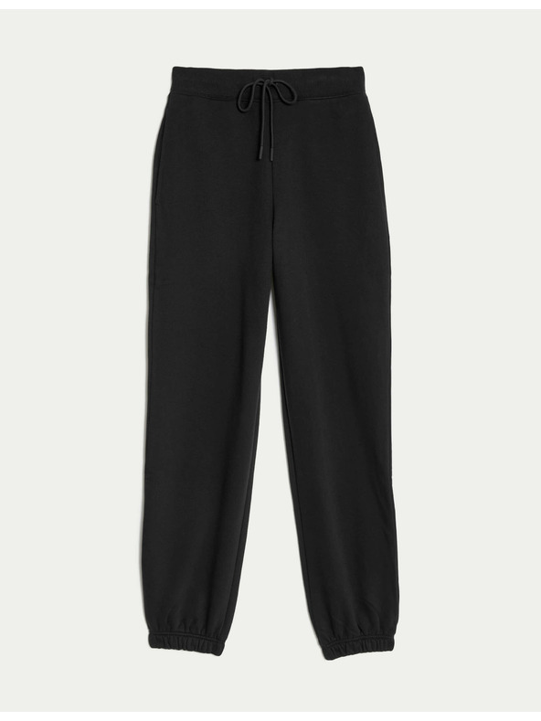 Marks & Spencer Долнища с маншети, с висок процент памук и връзки Marks & Spencer черен цвят